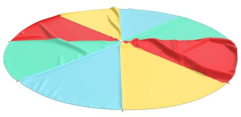 vidaXL Schwungtuch, Fallschirm Spielzeug für Kinder Fallschirmspiel, Schwingtuch mit 8 Griffen, Regenbogen Tuch für Parks Indoor Partys, Stoff