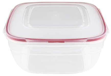 FLORINA Recipiente para alimentos de 4 l, recipiente hermético de plástico, con tapa, hermético, cuadrado, caja de alimentos, microondas y lavavajillas