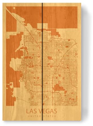 artboxONE Holzbild 30x20 cm Städte/Las Vegas Las Vegas Karte von Künstler Webwald
