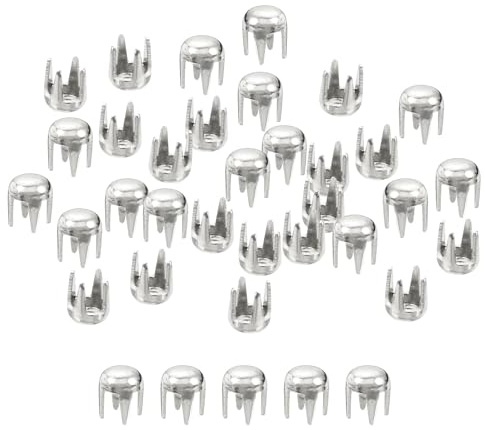 sourcing map 200 Stück 2,5 mm Silberne runde Metallklauenperlen Spike Punk | Kuppelnieten Nagelkopfnieten Nieten Rock DIY für Lederhandwerk Kleidungsgürtel Tasche Schuharmband Zubehör