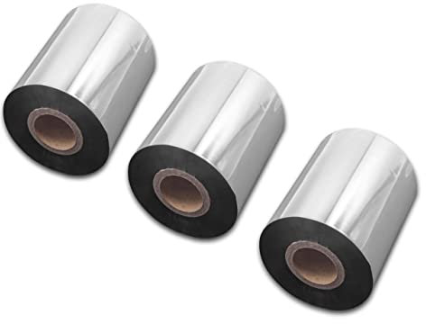 vhbw 3x Thermotransfer-Band kompatibel mit TSC TTP-344M Plus, TTP-344M Pro Drucker Etikettendrucker, Wischfest, 80 mm x 300 m, Wachs Harz Schwarz