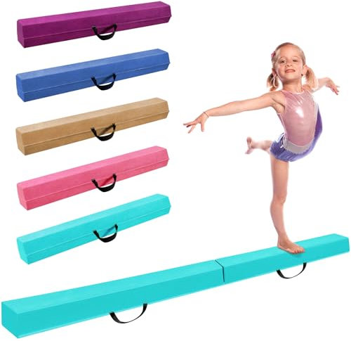 LeapBeast Schwebebalken für Zuhause, Training Klappbarer Schwebebalken mit Rutschfestem Boden und Tragetasche, Balance Fitness Ausrüstung für Kinder Training Turnen Übung (Grün, 240.0 Zentimeter)