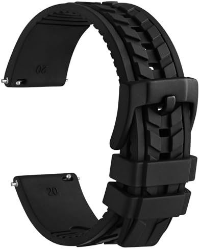 WOCCI Uhrenarmband, FKM-Gummi (Nicht Silikon), Ersatzbänder für Damen und Herren, Schnellverschluss, Compatible Uhrenanstoßbreite 20 mm 22 mm