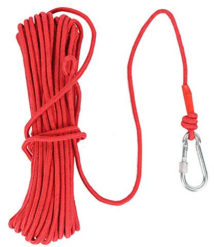 Miskall 20M Fishing Strong Pull Force Treasure Hunting Salvage Rope, with Carabiner for Magnet Fishing Camping Hiking Boating