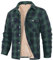 CMTOP Veste de Chemise Matelassée pour Hommes Manteau à Carreaux Doublé de Polaire Manteau Chaud en Coton Epais avec Poches et Boutons pour l'hiver et L'extérieur