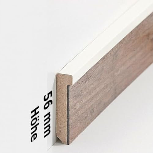 Sockelleiste MDF 13 x 56 x 2500 mm MDF-Kern foliert Creme zum Kleben, Clipsen, Schrauben & Nageln Fußleiste für Vinylboden by PROVISTON 2.5 Meter | 1 Stück