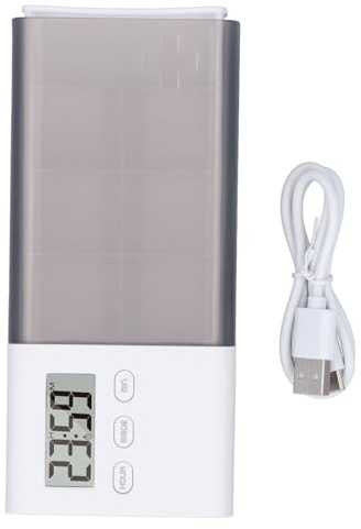 Digitaler Medikamentenkasten mit Signalton, 5 Sets Alarm Vibration Smart Organizer für Reisen, USB wiederaufladbare elektronische Medizin Organizer für Vitamine & Kapseln