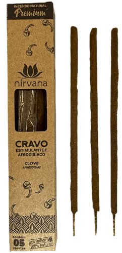 Incienso Clavo Premium Nirvana Brasil Cravo Estimulante y Afrodisiaco - 5 Varillas Gruesas artesanales - HOSTENATURA