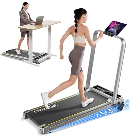 YPOO Walking Pad with Incline 3 in 1 Walking Pad with Handle 3 Level Incline, Portable Folding Treadmills for Home Foldable 300lbs Under Desk Treadmill LED Display Remote Control & APP