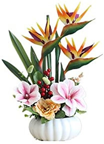 HPTHLY Kunstblume, Künstliche Blumen, Elegante Tropische Imitationspflanze, Kunstblumensträuße, Blumenarrangements, Dekoration – Wärmer, 50 cm, Für Zuhause, Küche, Schlafzimmer
