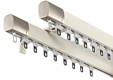 Vorhangschiene 2 Läufig Wandmontage 1m,2m,3.0m,4.0m,5m Robustes Gleiten Gardinenschiene Raumteilerc for Wohnzimmer, Schlafzimmer, Hotel(Weiß,1m)