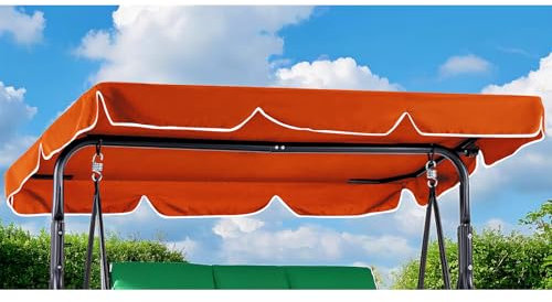 Hollywoodschaukel Dachbezug Wasserdicht,Hollywood Swing Ersatzdach mit Klettverschluss, Gartenschaukel Dach mit 4 Verstellbare Tunnel (Orange)