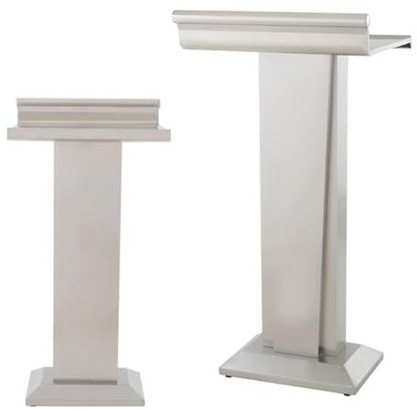 Rygcrud Tragbares Rednerpult Aus Edelstahl Für Präsentationen In Kirchen, Klassenzimmern, Konferenzen – 103 cm Hoch, Stabiler Standfuß(Silver)