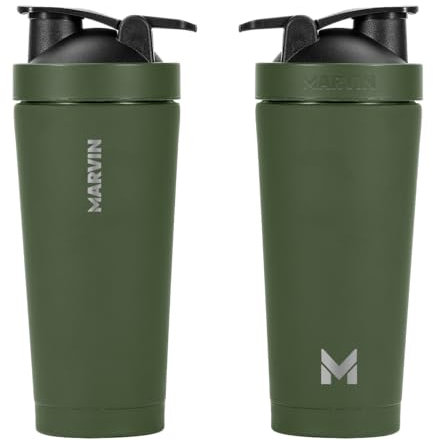MARVIN THE SHAKED – Termo Batidor Acero Inoxidable 750 ml – Conserva frío 12 horas – Conserva calor 8 horas – Diseño Premium para Smoothies, Protein Shakes y Estilo Activo – Sin BPA (Cadet)
