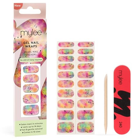Mylee Gel Nail Wraps [Modern Masterpiece] – 10 Pre-Cured Gel Stickers for Instant Mani – No Lamp Needed, Chip-Resistant, Glossy Finish, Lasts Up to 14 Days – Easy to Apply, Vegan & Cruelty-Free