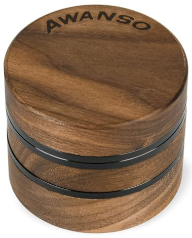 AWANSO 3-Piece Grinder, 2.5 Walnut Wood & Aluminum Grinder for Kitchen Spices with Large Bottom Chamber