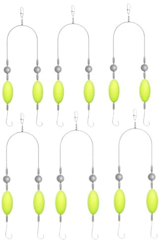 Luroad 6Pcs Double Reverse Fishing Hooks, Size 4, 6, 8, 10 Anti Tangle Fishing Hook Set, Double Hook Reverse Bottom Rig, Snag Resistant Split Hook, Pre Tied Surf Fishing Floats Tackle for Outdoor