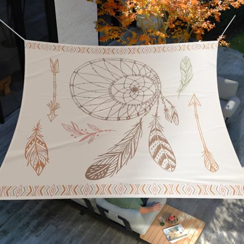 Surwin Rechteckig Sonnensegel, Sonnensegel Wasserdicht - ohne Bohren, 3D Bohème-Stil Balkon Sonnenschutz UV Schutz, für Outdoor Garten Terrasse Camping (Pfeile,1.5x1.5m)