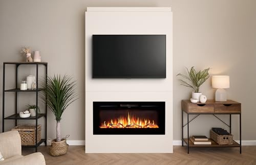 Adam Pre-Built Media Wall 2 with Orlando Inset Wall Electric Fire