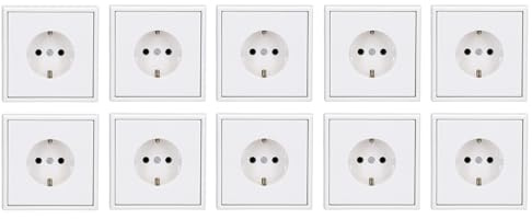10x JUNG Serie LS Steckdose Set Schneeweiß Matt | mit 10x (LS1520WWM SCHUKO Steckdose, LS981WWM Rahmen 1-fach)