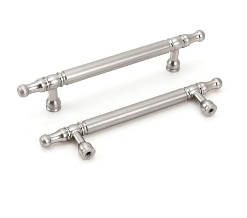 LONTAN 5 Stück Schrankgriffe Edelstahl Griffe für Küchenschränke Schrankgriffe Vintage Küchengriffe 96mm Lochabstand Griff Silber Möbelgriffe Vintage Schubladengriffe