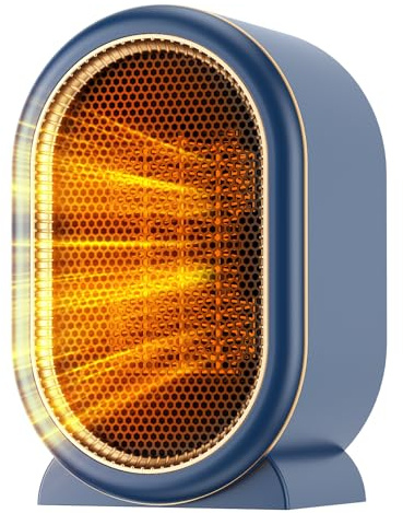 1200W Ceramic Plug in Fan Heater, Portable Electric Heaters with 2 Heat Modes, Overheating & Tip-Over Protection, Energy Saving, Small Smart Space Heaters for Bathroom, Bedroom, Living Room(Aqua Blue)