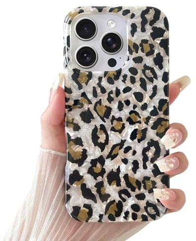 SmoBea Compatible with iPhone 16 Pro Case Tortoise Shell Phone Case Retro Aesthetics Design TPU Slim Shockproof Phone Cover for Women Girls Beautiful and Stylish，Leopard 1