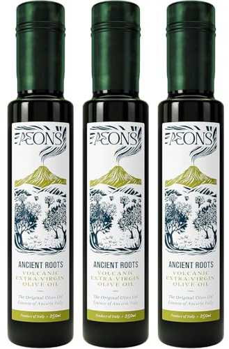 Aeons Ancient Roots Extra Virgin Olive Oil- Dr. Sarah Brewer’s Volcanic Tuscan Blend, Cold-Pressed within 24h, High-Polyphenol Heart & Skin Support, 250 ml