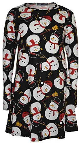 A2Z Girls Christmas Dress Full Sleeve Festive Outfit 5-13Y | Lightweight Round Neck Style for Xmas Parties and Events