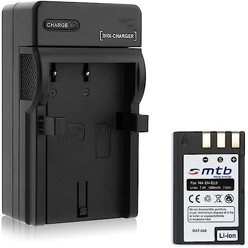Batteria + Caricabatteria (Auto/Corrente) per Nikon EN-EL9 / D40, D40x, D60, D3000, D5000
