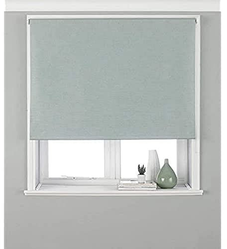 Eclipse Blackout Roller Blind - Duck Egg Blue - Ready Made (Fittings Included) - Temperature Control - Adjustable - 100% Polyester - 91cm width x 162cm drop (36 x 64 inches) - Made by Riva