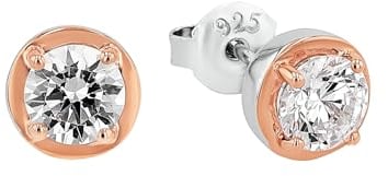 Amor Ohrstecker 925 Sterling Silber Damen Ohrschmuck, mit Zirkonia synth., 0,8 cm, Bicolor, Kommt in Schmuck Geschenk Box, 2022314