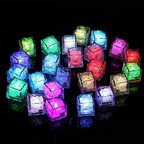 Jzhen 12 LED Eiswürfel für Getränke,Bunt leuchtende LED Eiswürfel für die Bar,Party,Hochzeit