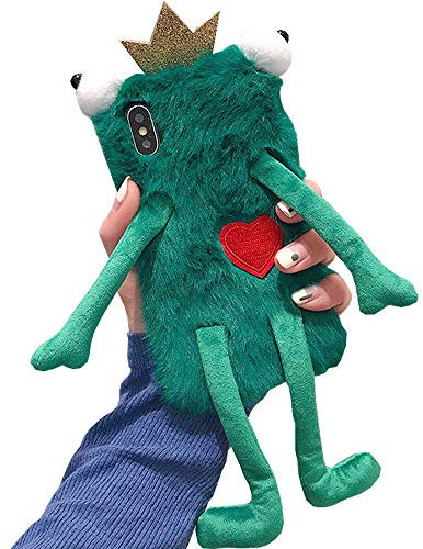 SGVAHY Fluffy Frog King for iPhone 6 / 6s case,Fashion Cute Funny 3D Cartoon Fur Fuzzy Warm Bumper Soft TPU Cover Case for iPhone 6 / 6s. (iPhone 6 / 6s)