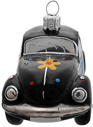 HAMBURGER WEIHNACHTSKONTOR® - Christbaumschmuck - VW Käfer Flower-Power-schwarz