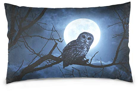 Linomo Kissenbezug 40x60 cm, Halloween Eule Baum Dekorative Kissenbezug Kissenhülle für Couch Sofa Bett Hause