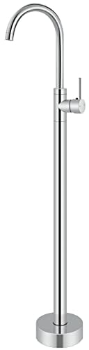 Aolemi Freestanding Bathtub Faucet Polish Chrome Bathroom Floor Mount Standing Tub Filler Single Lever Brass Mixer Tap Single Handle Tub Spout Only Without Handheld Spray