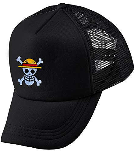 Piratenbande Luffy Monkey D. Mütze Ruffy Baseball Cap Basecap Zoro One Unisex Kappe Snapback Lysop Piece, Farbe:Schwarz