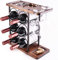 LINGLAN Wine Rack 6 Bottles, Countertop Wine Bottles Holder Racks, 3 Tier Wine Display Shelves with 2 Wine Glass Drying Rack