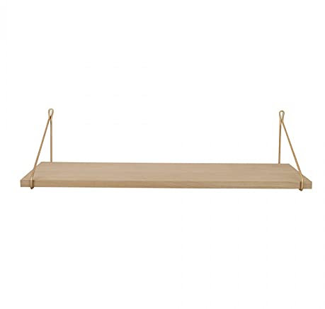 ARCHIV collection Étagère Murale Support en Bois Chêne Brut Vintage pour Équerre ou Tablette, Fixation Facile 80 x 25 cm, Finition Premium Fabriqué en France Couleur Equerre Laiton