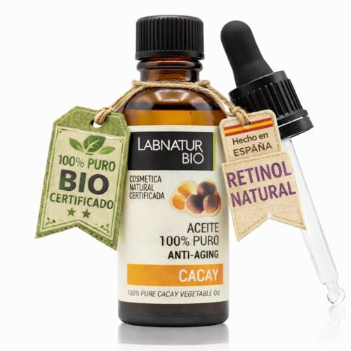 Labnatur Bio Cacay Öl 100% Rein – NATÜRLICHES RETINOL & Vitamin E – Anti-Aging Gesichtsöl gegen Falten – Regenerierend für Haut & Haare – Vegan, Kaltgepresst, Dermatologisch getestet – 30 ml