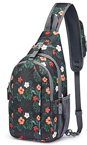 G4Free Sling Bag Rucksack, Diebstahlschutz, Brusttasche, Umhängetasche, Crossbody, Fitnessstudio, Tagesrucksack mit Kopfhörerloch für Outdoor, Radfahren, Reisen, Wandern, Herren und Damen, Black Base