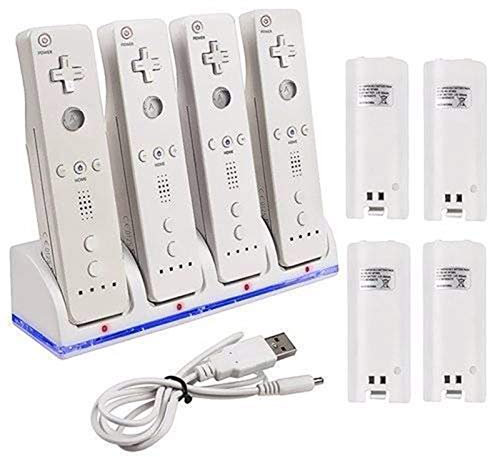 Irishom Station de charge, Chargeur Manette pour Télécommande Wii, 2800 mAh, Cellules Rechargeables et Station de Charge pour Wii U