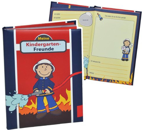 Meine Kindergarten Freunde Buch - Feuerwehrmann Frido Feuerwehr für Jungen - dick gebunden für Kindergartenfreunde Poesie A5 Hardcover - Freundebuch Poesiealb..