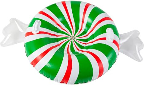 Large 48 Inflatable Snow Tube for Kids and Adults, Durable Winter Toy for Tubing & Sledding - Peppermint