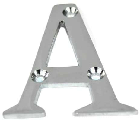 Chrome Door Numerals - Screw On 3 Inch Letter A - Elegant and Bold - Suitable for Wooden, uPVC & Composite Doors