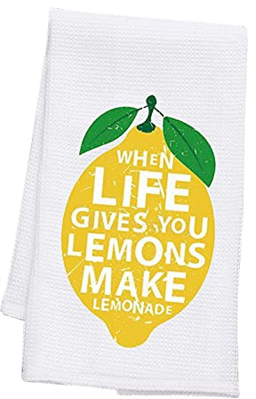 PLITI When Life Gives You Lemons Make Limonade Küchentücher mit Sprüchen, Mehlsack, Baumwoll-Handtuch (Machen Sie Limonadenhandtuch)