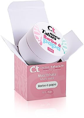 Musc Tahara Barbe à papa | Musc intime femme | Parfum sans alcool 15g | Texture épaisse blanche | Made In France | Testé dermatologiquement