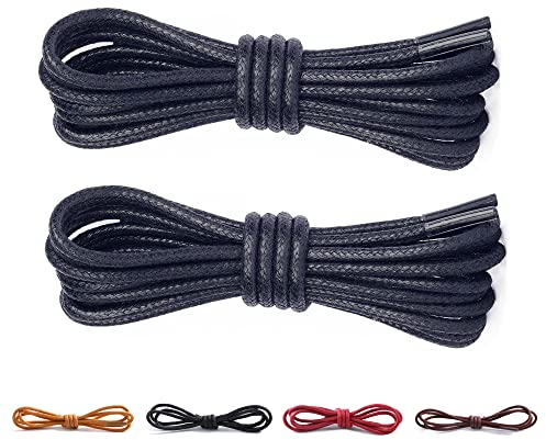 CCSOFTIME 2 Paia Lacci per Scarpa Cerati Eleganti Blu Tondi,Lacci Sottili per Scarpe Classiche Cuoio Stivaletti,Stringhe per Scarpe Polacchetti Desert Boots,Stringate de Bambini e Adulti 70cm