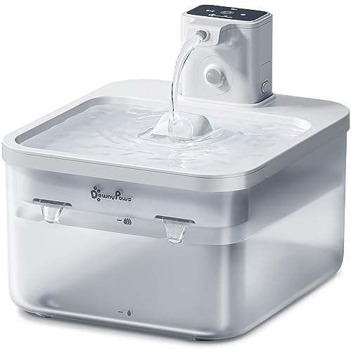 DownyPaws 2,5L Fontanella per Gatti Senza Fili, Fontana con Sensore di Movimento, a Batteria Ricaricabile 4000mAh, Acqua Distributore Abbeveratoio Elettrico